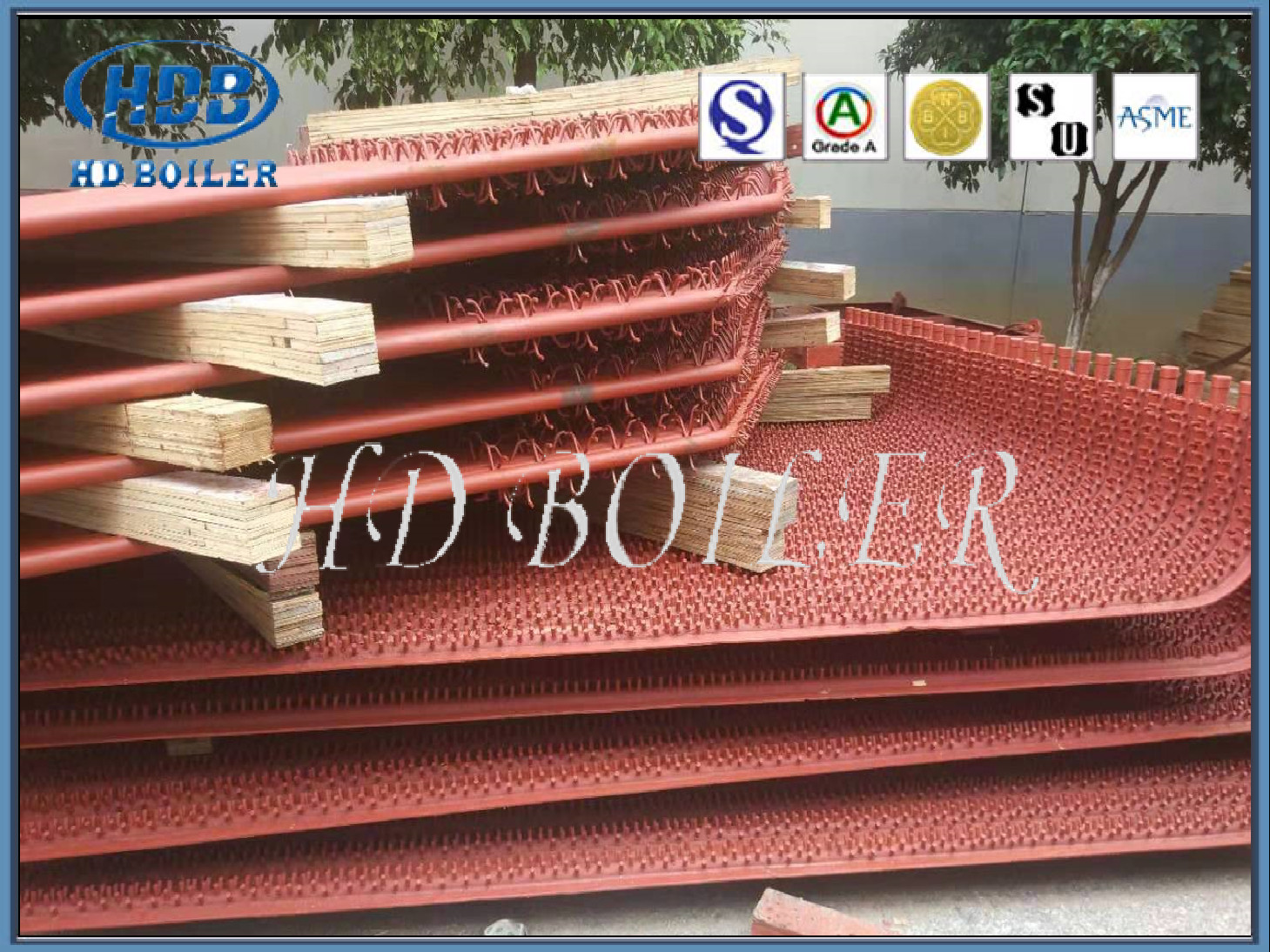 Carbon Steel Water Wall Panel , Boiler Membrane Wall Embossing Surface